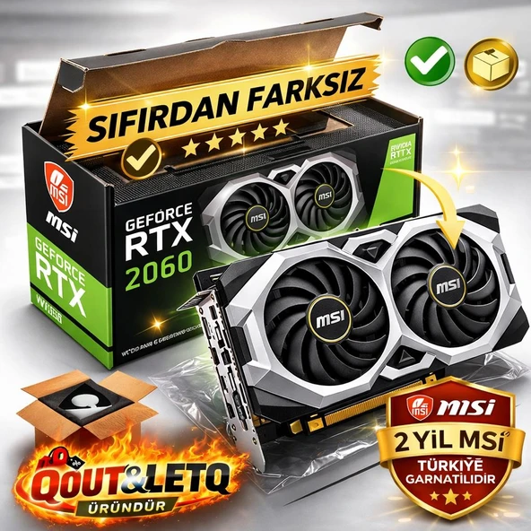 MSI GEFORCE RTX 2060 VENTUS GP GDDR6 6GB 192Bit HDMI 3x DisplayPort Oyuncu (Gaming) Ekran Kartı ürün görseli 1