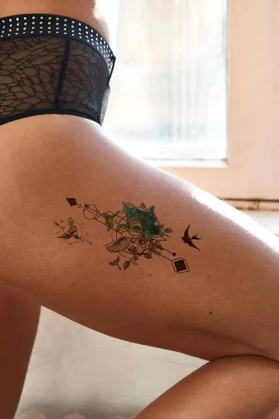 Caş Dekorasyon Kuş Figürlü Geçici Dövme Tattoo ürün görseli 1