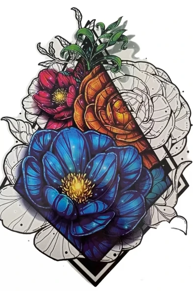 Caş Dekorasyon Gül Figürlü Geçici Dövme Tattoo ürün görseli 1