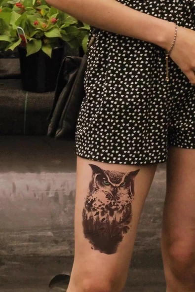 Caş Dekorasyon Baykuş Geçici Dövme Tattoo ürün görseli 1