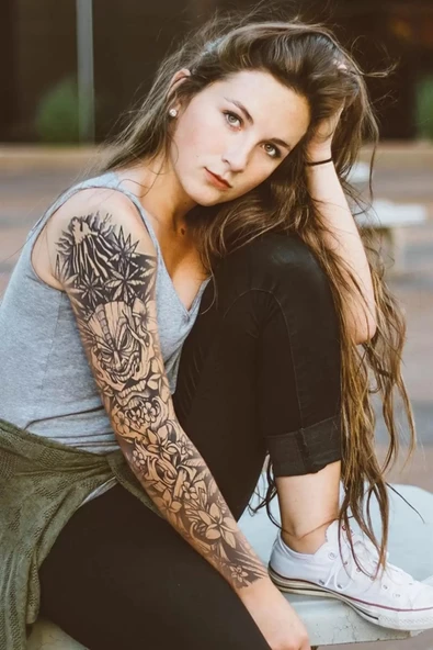 Caş Dekorasyon Motifli Geçici Kol Dövme Tattoo ürün görseli 1