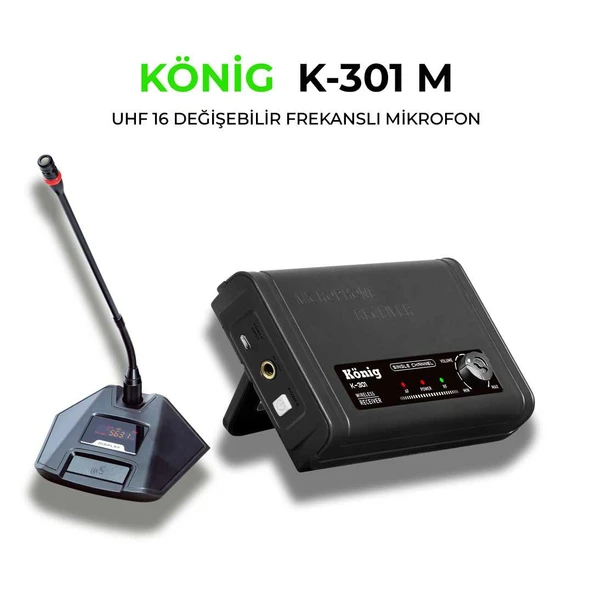 KÖNİG K-301 UHF TEK KANAL KÜRSÜ MİKROFON ürün görseli 1