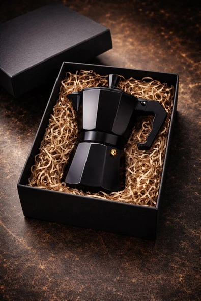 Siyah Moka Pot (3 Fincan  - 150 ml) Klasik Espresso Demleme Cezvesi & Kamp Kahve Demliği ürün görseli 1