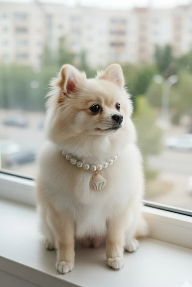 Caş Dekorasyon Beyaz Renk İstidirye Figürlü L Beden İncili Kedi Köpek Tasması ürün görseli 1