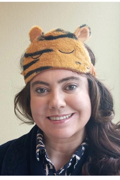 Caş Dekorasyon Leopar Desenli Kulak Detaylı Peluş Uyku Bandı ürün görseli 1