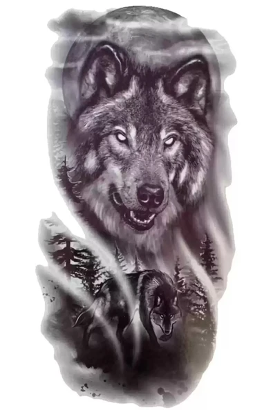 Caş Dekorasyon Kurt Figürlü Geçici Dövme Tattoo ürün görseli 1
