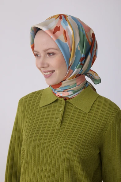 Çiçek Desen İpek Twill Eşarp  - 2026 İlkbahar-Yaz (T)  4315 ürün görseli 1