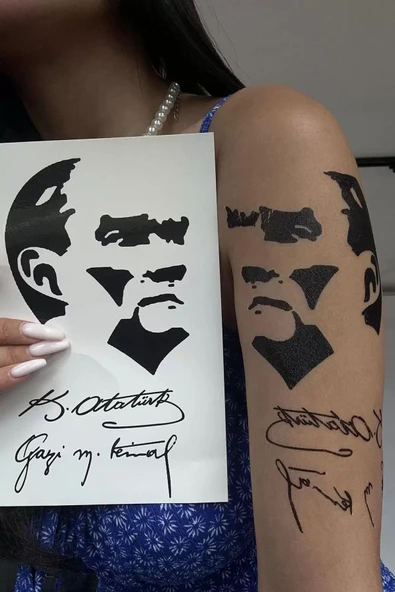Caş Dekorasyon Atatürk İmzası Geçici Dövme Tattoo ürün görseli 1