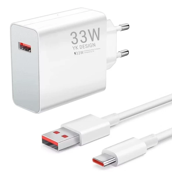 33W Hızlı Şarj Adaptörü – Type-C Kablolu, USB Çıkışlı, Akıllı Şarj Destekli Duvar Tipi Şarj Cihazı (2818) ürün görseli 1