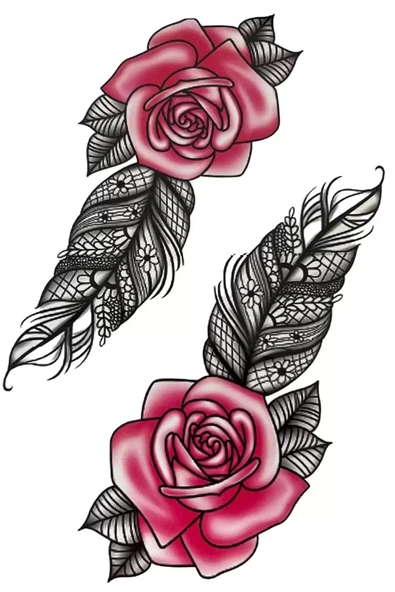 Caş Dekorasyon Gül Figürlü Geçici Dövme Tattoo ürün görseli 1