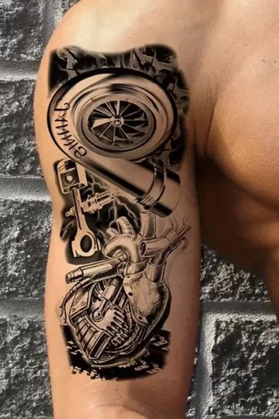 Caş Dekorasyon Makina Figürlü Geçici Dövme Tattoo ürün görseli 1