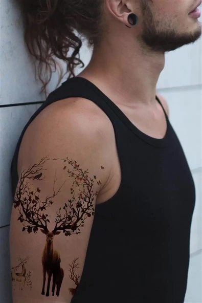 Caş Dekorasyon Geyik Figürlü Geçici Dövme Tattoo ürün görseli 1