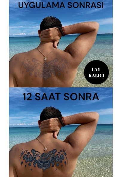Caş Dekorasyon Kurukafa Motifli 12 Saat Sonra Kararan Geçici Dövme Tattoo ürün görseli 1