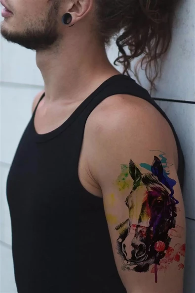 Caş Dekorasyon At Kafası Geçici Dövme Tattoo ürün görseli 1
