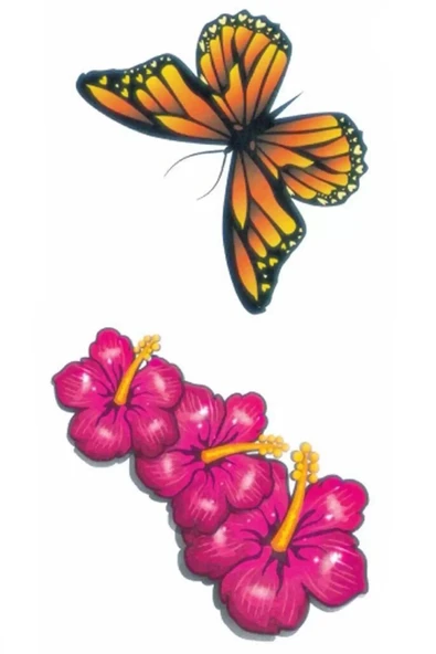 Caş Dekorasyon Kelebek Ve Çiçek Figürlü Geçici Mini Dövme Tattoo ürün görseli 1