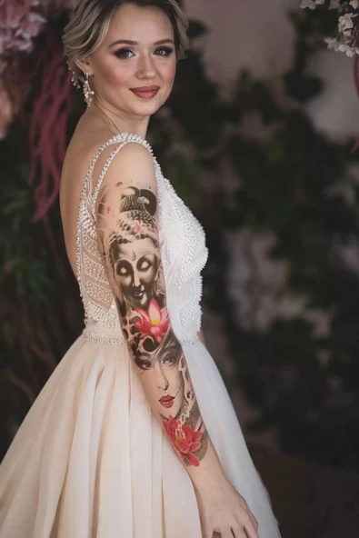 Caş Dekorasyon Geçici Nirvana ve Kadın Modelli Dövme Tattoo ürün görseli 1