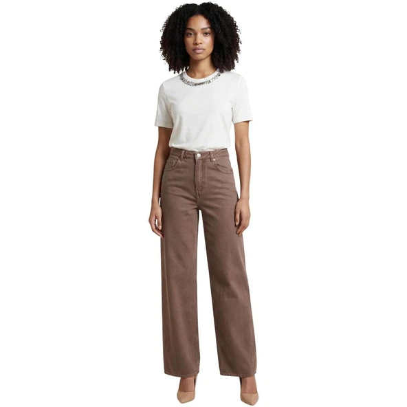 Only   ONLTAYLOR-SILLA HW BARREL PANT PNT Kadın Kahverengi Denim Pantolon - 15367377 ürün görseli 1