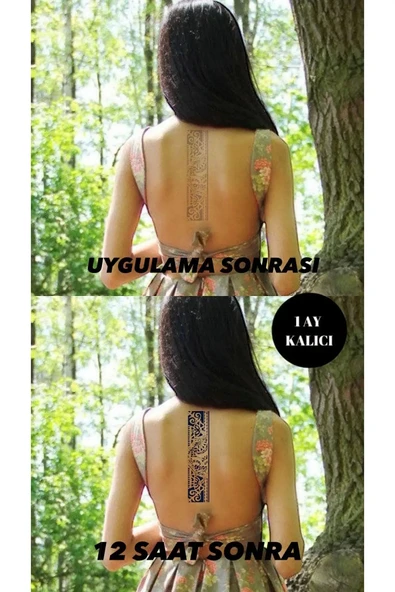Caş Dekorasyon Tribal Desen 12 Saat Sonra Kararan Geçici Dövme Tattoo ürün görseli 1