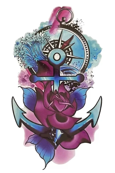 Caş Dekorasyon Çapa Figürlü Mini Geçici Dövme Tattoo ürün görseli 1