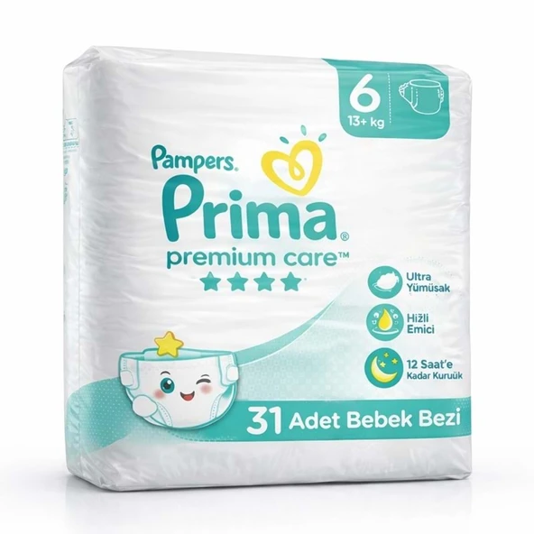 Prima Premium Care Bebek Bezi 6 Beden 13+ Extra Large 31 Adet Fırsat Pk ürün görseli 1