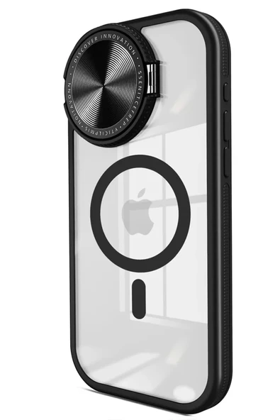 Newface Apple iPhone 15 Pro Kılıf Teleskop Lens Magsafe Silikon Kapak - Siyah ürün görseli 1