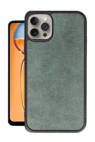 Newface Apple iPhone 15 Pro Kılıf Aras Deri Kapak - Koyu Yeşil ürün görseli 1