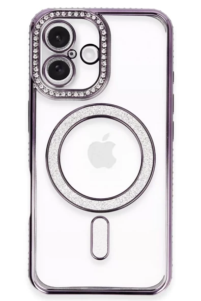 Newface Apple iPhone 16 Plus Kılıf Joke Simli Magneticsafe Kılıf - Derin Mor ürün görseli 1