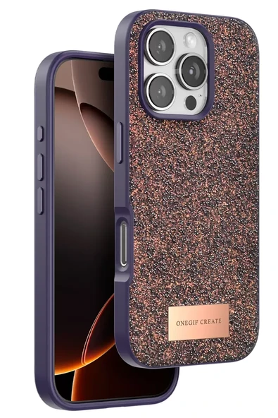 Onegif Apple iPhone 16 Pro Bright Simli Kapak - Derin Mor ürün görseli 1