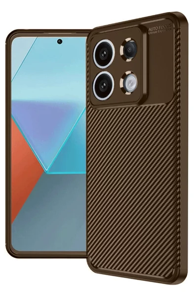 Newface Xiaomi Redmi Note 13 Pro 4G Kılıf Auto Focus Karbon Kapak - Kahverengi ürün görseli 1