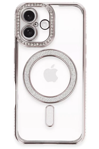 Newface Apple iPhone 16 Plus Kılıf Joke Simli Magneticsafe Kılıf - Pembe ürün görseli 1