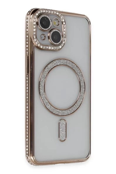 Newface Apple iPhone 13 Kılıf Joke Simli Magneticsafe Kılıf - Gold ürün görseli 1