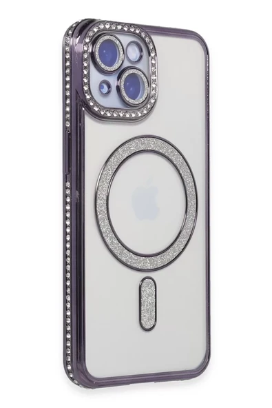Newface Apple iPhone 13 Kılıf Joke Simli Magneticsafe Kılıf - Derin Mor ürün görseli 1