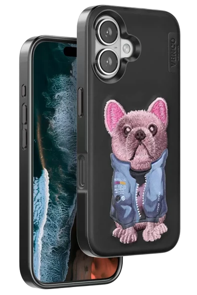 Venco Apple iPhone 16 Cute Desenli Kapak - Siyah ürün görseli 1