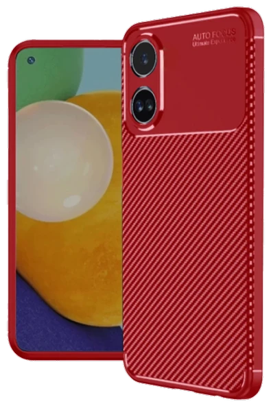 Newface Oppo A38 Kılıf Auto Focus Karbon Kapak - Kırmızı ürün görseli 1