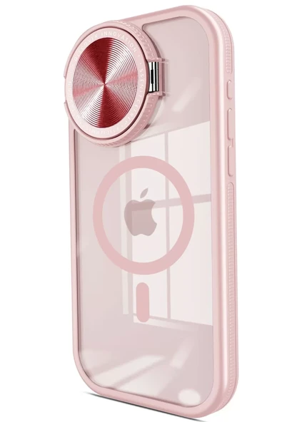 Newface Apple iPhone 14 Pro Max Kılıf Teleskop Lens Magsafe Silikon Kapak - Pembe ürün görseli 1