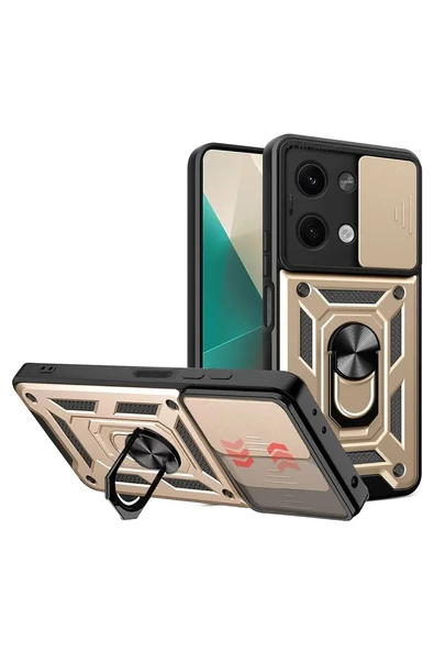 Newface Xiaomi Poco X6 Kılıf Pars Lens Yüzüklü Silikon - Gold ürün görseli 1