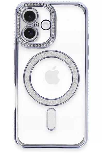 Newface Apple iPhone 16 Plus Kılıf Joke Simli Magneticsafe Kılıf - Mavi ürün görseli 1