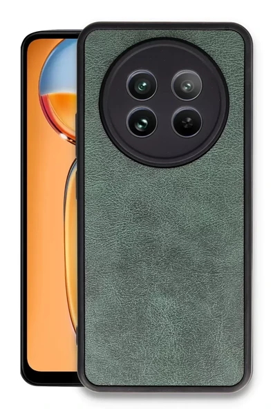 Newface Realme 12 5G Kılıf Aras Deri Kapak - Koyu Yeşil ürün görseli 1