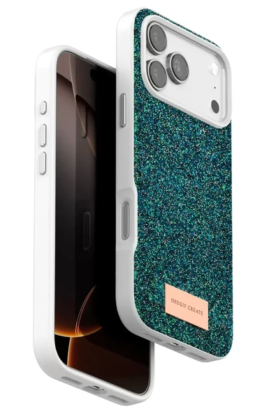 Onegif Apple iPhone 17 Pro Max Bright Simli Kapak - Koyu Yeşil ürün görseli 1