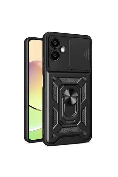 Newface Samsung Galaxy A06 Kılıf Pars Lens Yüzüklü Silikon - Siyah ürün görseli 1