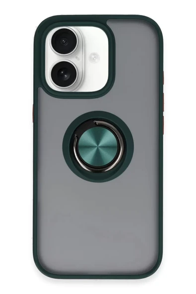 Newface Apple iPhone 16 Kılıf Montreal Yüzüklü Silikon Kapak - Yeşil ürün görseli 1