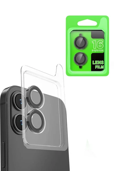 Newface Apple iPhone 16 Raze Metal Kamera Lens - Siyah ürün görseli 1