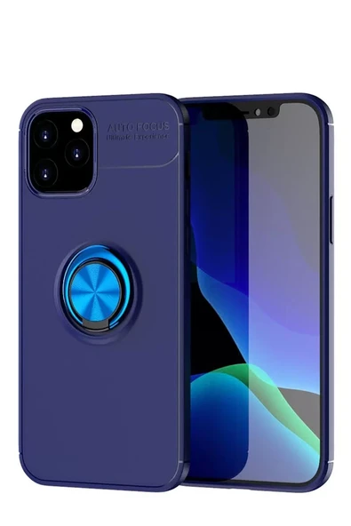 Newface Apple iPhone 12 Kılıf Range Yüzüklü Silikon - Mavi ürün görseli 1