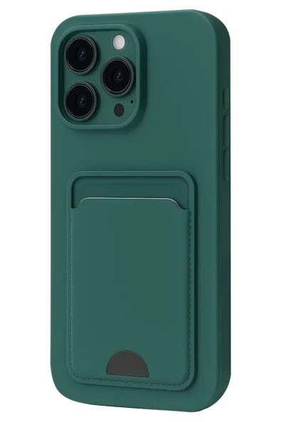 Newface Apple iPhone 16 Pro Max Kılıf Kelvin Kartvizitli Silikon - Koyu Yeşil ürün görseli 1