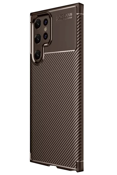 Newface Samsung Galaxy S25 Ultra Kılıf Auto Focus Karbon Kapak - Kahverengi ürün görseli 1