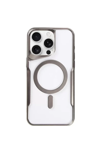 Newface Apple iPhone 14 Pro Max Kılıf Boyi Magsafe Silikon Kapak - Titan Gri ürün görseli 1