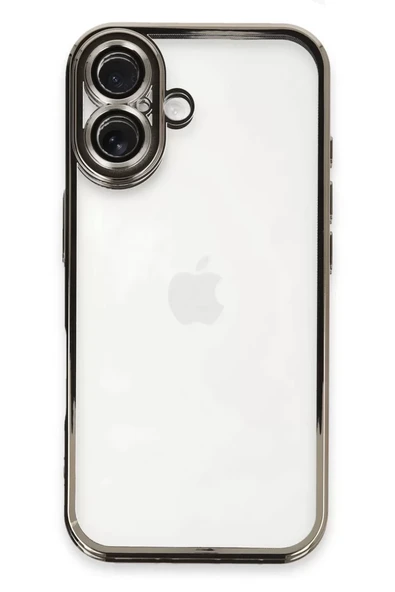 Newface Apple iPhone 16 Kılıf Razer Lensli Silikon - Titanyum Gri ürün görseli 1