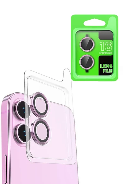 Newface Apple iPhone 16 Raze Metal Kamera Lens - Pembe ürün görseli 1