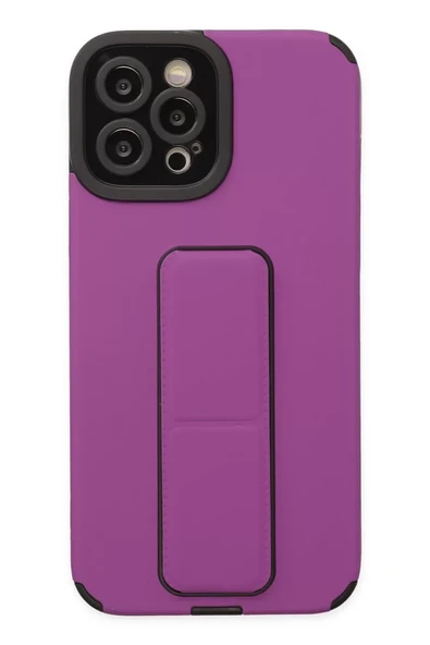 Newface Apple iPhone 12 Pro Max Kılıf Mega Standlı Silikon - Mor ürün görseli 1