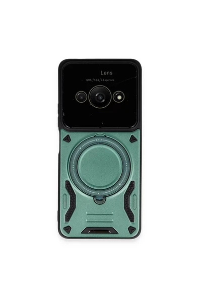 Newface Xiaomi Poco C61 Kılıf Joy Lens Standlı Kapak - Koyu Yeşil ürün görseli 1